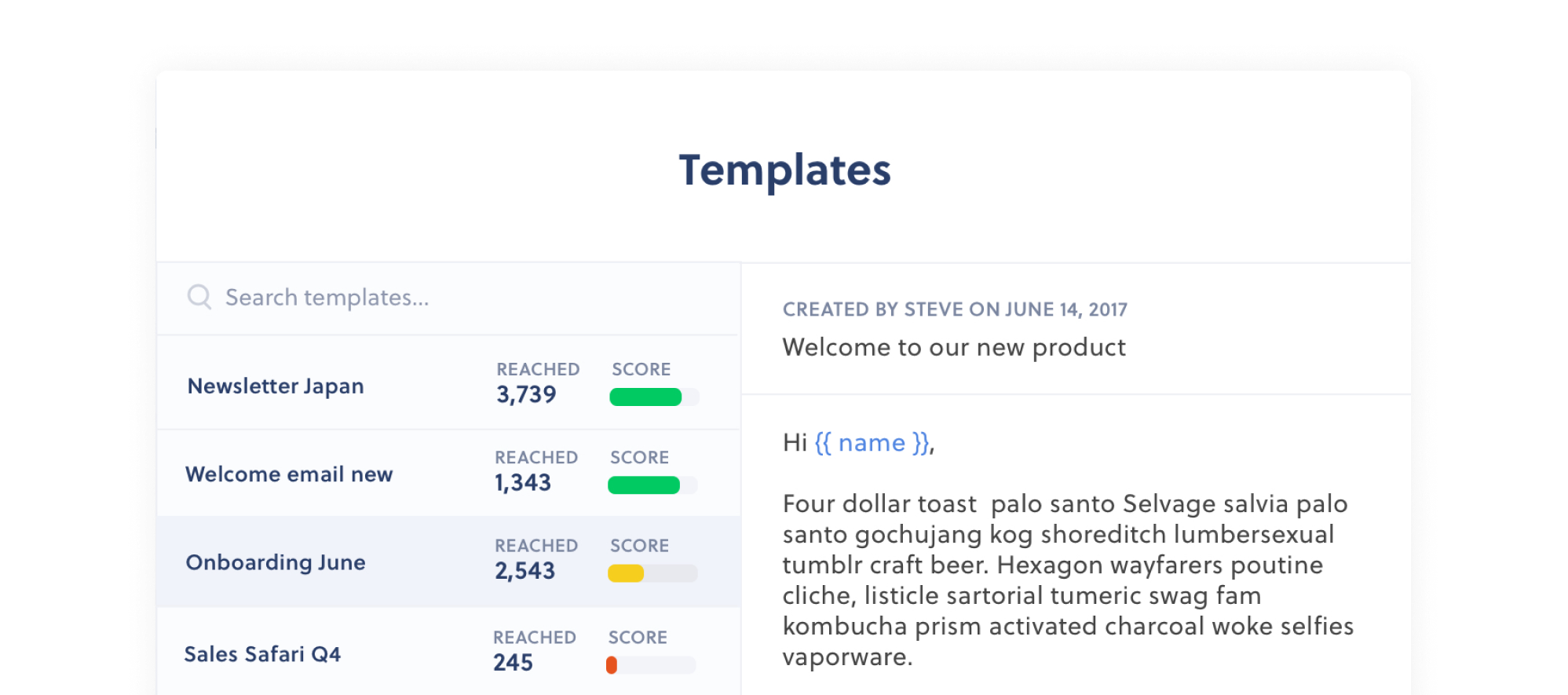 Interseller - dashboard design